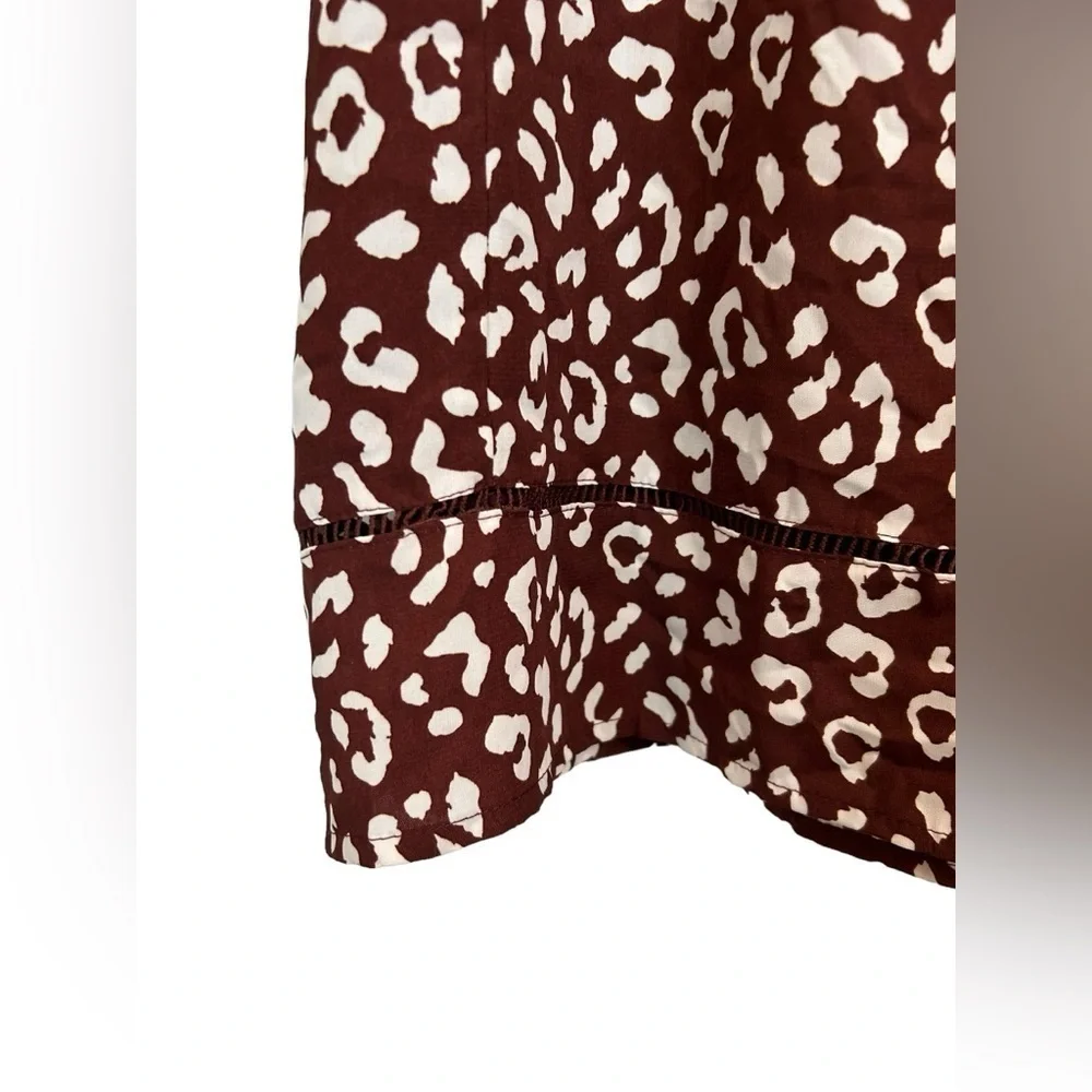 &merci Brown & White Leopard Ruffle Short Sleeve Swing Dress Size Large NWT - Picture 8 of 8